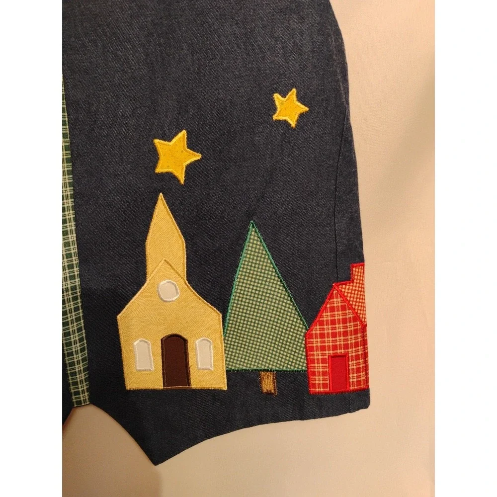 Brand New Handmade Women's MEDIUM M Denim Night‎ Moon Stars Town Church Vest